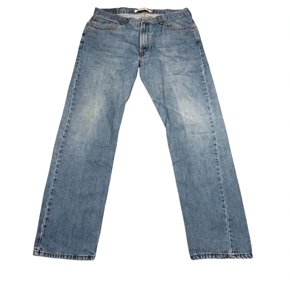 Levis 505 Regular Fit Jeans Mens 38x34 Medium Wash Blue Straight Leg Denim